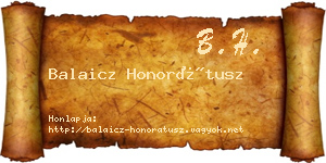 Balaicz Honorátusz névjegykártya